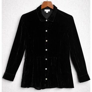 J.Jill Black Velvet Burnout‎ Blouse Witchy Gothic Dark Romantic SP
